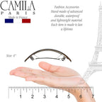 Camila Paris CP3322 French Hair Barrette Oval For Thick Curly Wavy Long Hair, Strong Hold Grip Hair Clips for Women, No Slip Rubberized Metal Clasp, Styling Girls Hair Accessories, Made in France