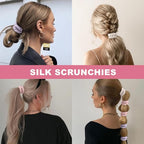 6Pcs Silk Hair Ties Small 22 Momme 100% Pure Mulberry Silk Scrunchies for Women Girls Thin Skinny Hair Sleep Scrunchies No Damage(Color 08)