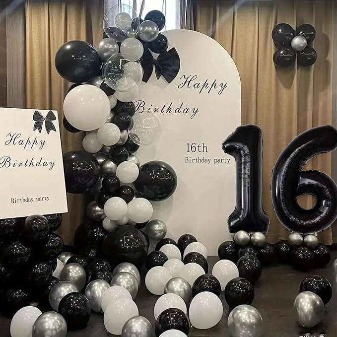 Number Balloons Black Party Balloon - Image 5