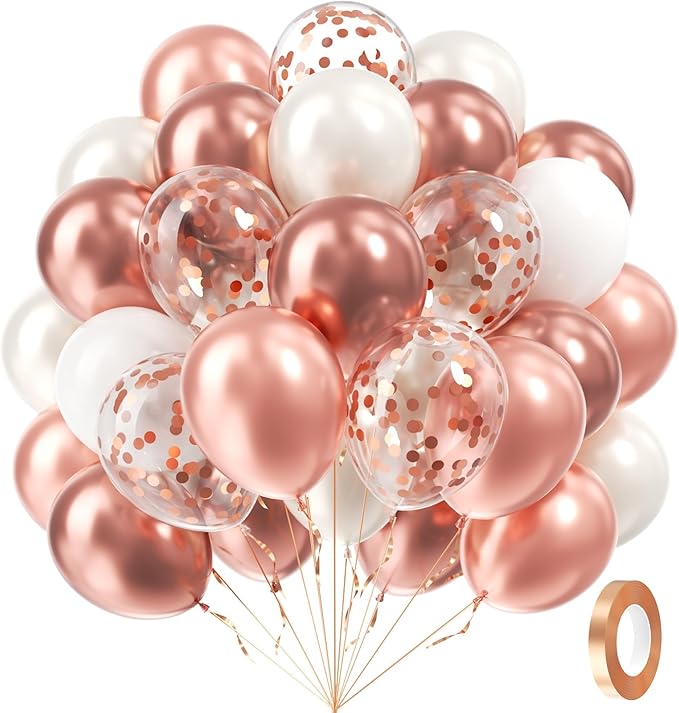 60pcs Rose Gold Balloons 12inch by Awenztech