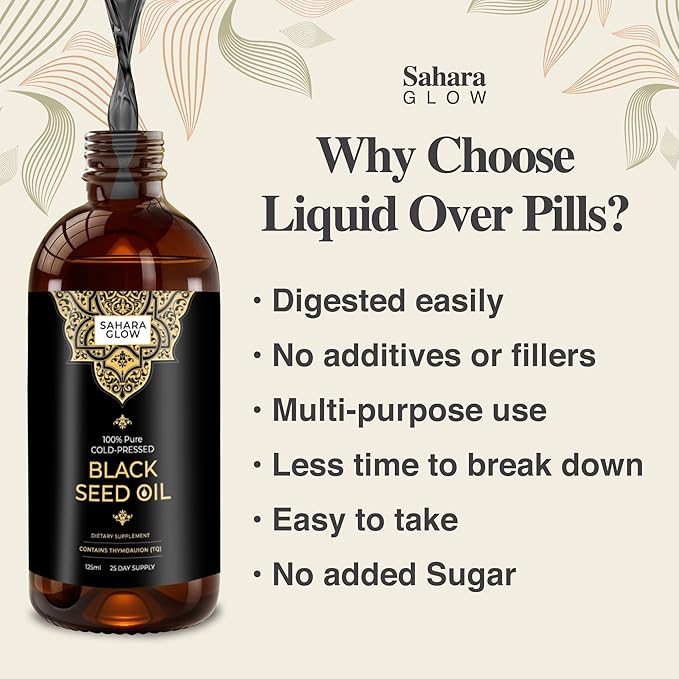 Zamann Naturals Black Seed Oil – 100% Pure Nigella Sativa, 1-Time Cold Pressed & Unfiltered, Made in Egypt, High Thymoquinone, 4.2oz – Immune, Hair, Skin & Joint Support