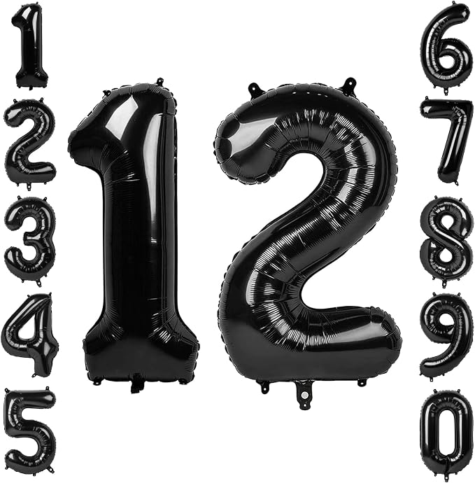 Black Number 12 Balloon 40 Inch, Foil Numeral by Unknown