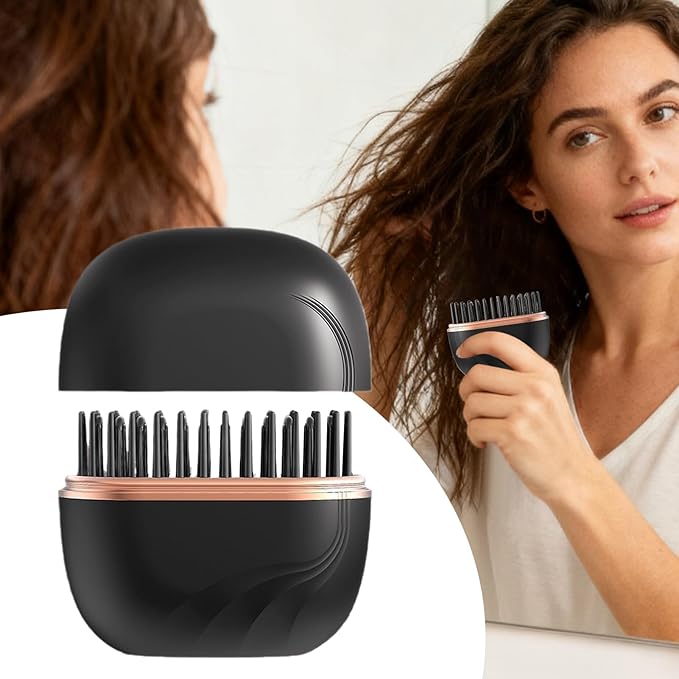 Mini Hair Straighteners, Portable Hair Straighteners Brush, 30s Fast Heating Mini Cordless Straightener with 3 Heat Settings, Rechargeable Hot Comb Heated Hairs Styling Brush, for Home Travel