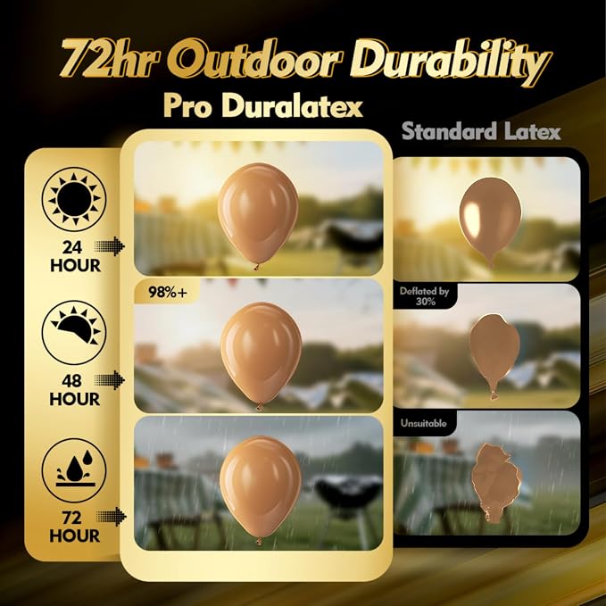 Pro Duralatex Brown Extra-Thick Balloons 120 Pack 10 inch | Boho Neutral Coffee - Image 3