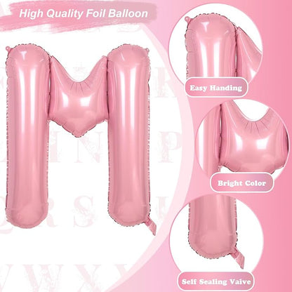 40 Inch Pastel Pink Letter Balloon, Giant Alphabet M Foil Balloons Baby Pink - Image 9