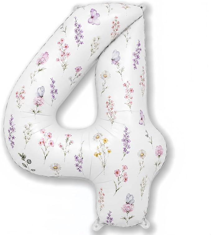 Wildflower Number 4 Balloon, Flower 4 Balloons by Froova