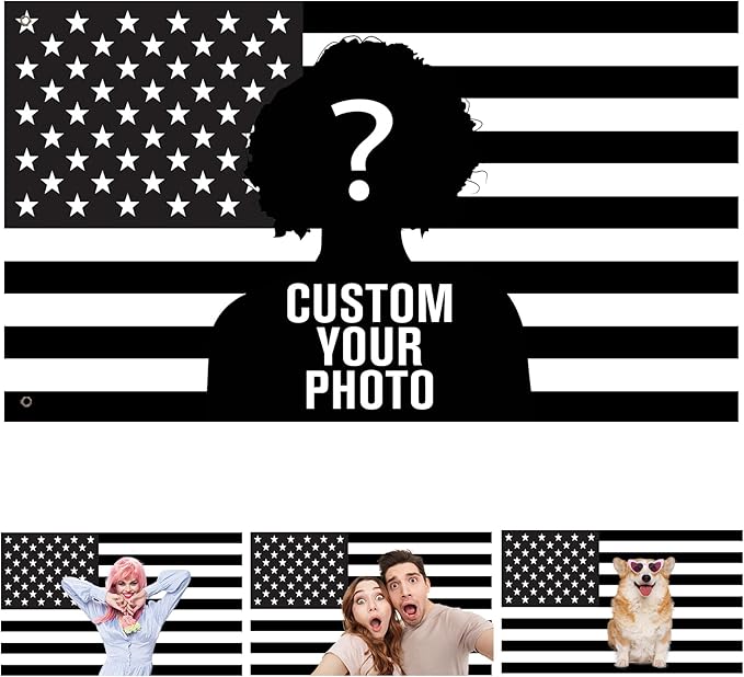 Custom Black and White American US Flag by PKONE