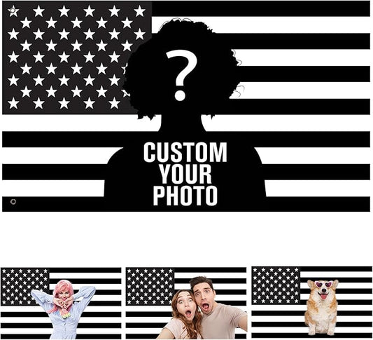 Custom Black and White American US Flag by PKONE