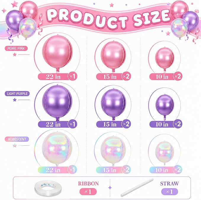 Iridescent Pink Purple Balloons - Image 2