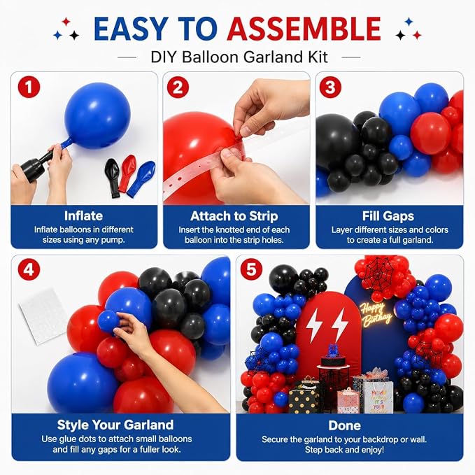 Red Blue Black Balloon Arch Garland Kit - Image 7