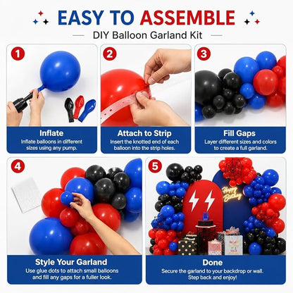 Red Blue Black Balloon Arch Garland Kit - Image 7