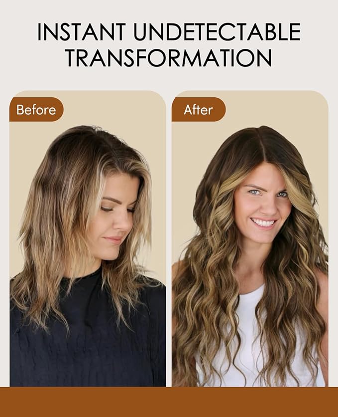 VINBAO Invisi Edge Tape in Hair Extensions Human Hair 55g 20pcs Balayage Chocolate Brown to Caramel Blonde Invisible Injected Tape-ins Extensions Pro Quality 20inch #4/27/4