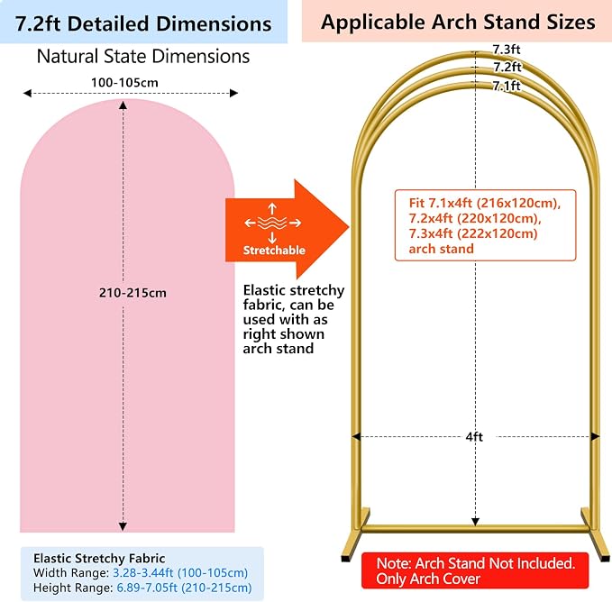 Hemmotop Stretchy Arch Backdrop Cover Set, 7.2ft and 6ft | Wrinkle-Free - Image 2