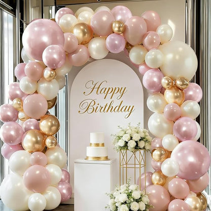 Pastel Pink Pearl White Balloons Arch Kit 119 PCs Double Stuffed | Princess by Vanjehou