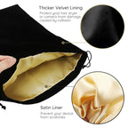 Segbeauty 3 Packs Hair Dryer Storage Bag, Blow Dryer Bag Velvet Bag with Drawstring 11.8x15.7 inches Travel Stain Lined Pouch Black Packing Organizer Bag for Diffuser, Straighteners, Clothes