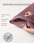 SilkSilky 100% Mulberry Silk Pillowcase - Pure 22 Momme High-Grade 6A Fibers for Hair & Skin, Envelope Closure, Natural, Organic, Breathable & Cooling Pillow Case (Queen, Pale Mauve)