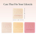 Kitsch Shampoo and Conditioner Set - 4pc Sampler Bars with Rice Water Shampoo and Conditioner, Castor Oil Shampoo & Coconut Oil Conditioner - Bottle-Free Beauty for Hair Growth, Repair & Moisture