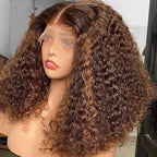 Deep Wave Lace Front Wigs Human Hair 13x4 Honey Blonde Deep Curly Human Hair wig 220% Density Ombre Deep Wave 4/27 Highlight Lace Front Wigs Wet And Wavy Water Wave Wig for Women 18 Inch