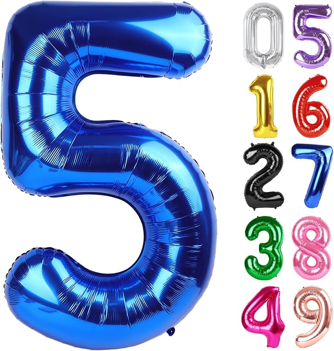 Navy Blue Number 5 Balloon 40 Inch, 5th Birthday Decorations Men Women | Foil by IWERP