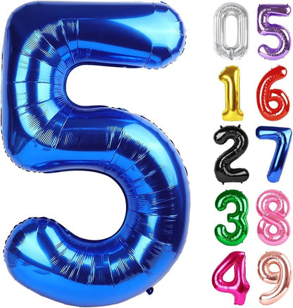 Navy Blue Number 5 Balloon 40 Inch, 5th Birthday Decorations Men Women | Foil by IWERP