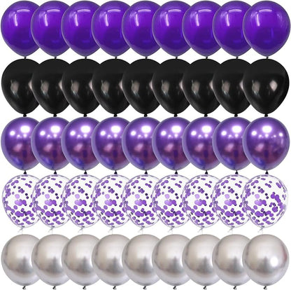 Purple and Black Balloons, 60 Packs 12 Inch Dark Purple Light Purple Black by Togvu