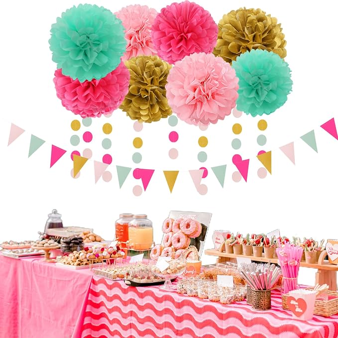 Mint Blush Hot-Pink Gold Party-Decorations - Image 6