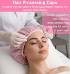 2 Pcs Heat Cap for Deep Conditioning, Pink Heating Caps for Deep Conditioning with Double Layer, Waterproof & Reusable for Shower, Hot Oil Treatment & Hair Steam Therapy