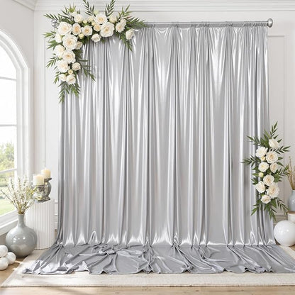 gogoparti 10x10FT Silver Sequin Backdrop Curtain by Gogoparti