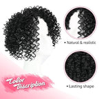 Natural Afro Kinky Curly Short Hair Toppers With Bangs - Black Clip-in Synthetic Wiglets for Men and Women With Thinning Hair - Instant Volume and Style