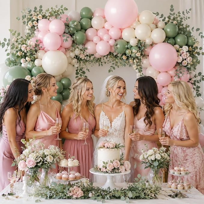 Dusty Pink and Green Balloon Arch Kit - Image 5