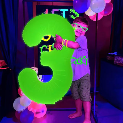 Mega-L Glow in The Dark Party Supplies, 40 Inch Yellow Number 6 Balloon | Glow - Image 8