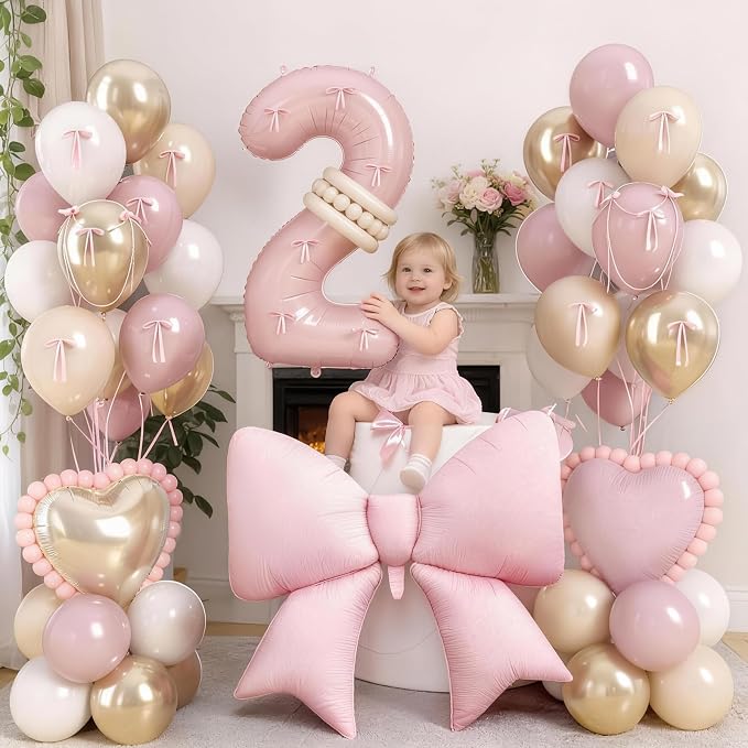 40 Inch Dusty Pink Balloon Number 2, Blush Pink Gold Beige Latex Balloons 2nd - Image 2