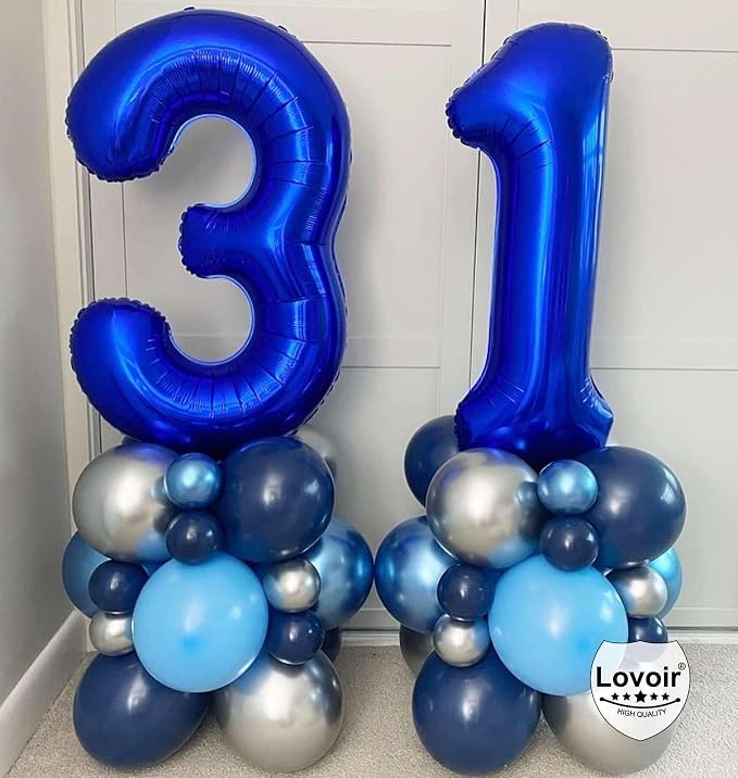 Navy Blue 35 Number Balloons, 40 Inch Giant Number 35 Balloons Foil Mylar - Image 4