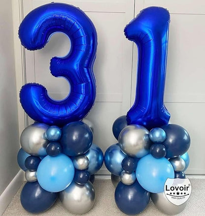 Navy Blue 35 Number Balloons, 40 Inch Giant Number 35 Balloons Foil Mylar - Image 4