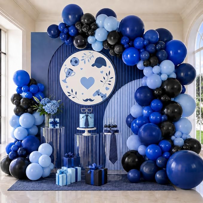 Jobkoo Blue and Black Balloon Arch Kit by Jobkoo