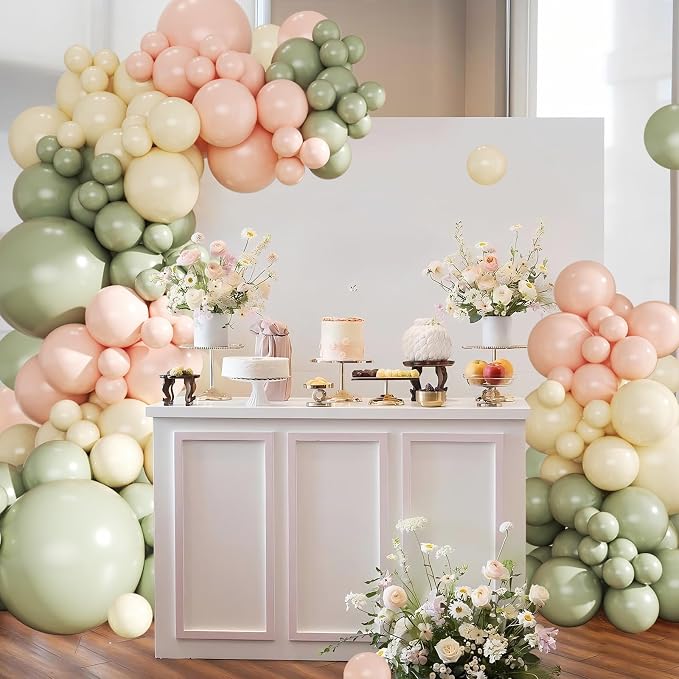 Sage Green Balloon Arch Kit for Baby Shower Bridal Shower Decorations | 124Pcs - Image 2