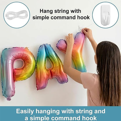 Rainbow Happy Birthday Banner Foil Letter Balloon, 14 Inch 3D Colorful - Image 2