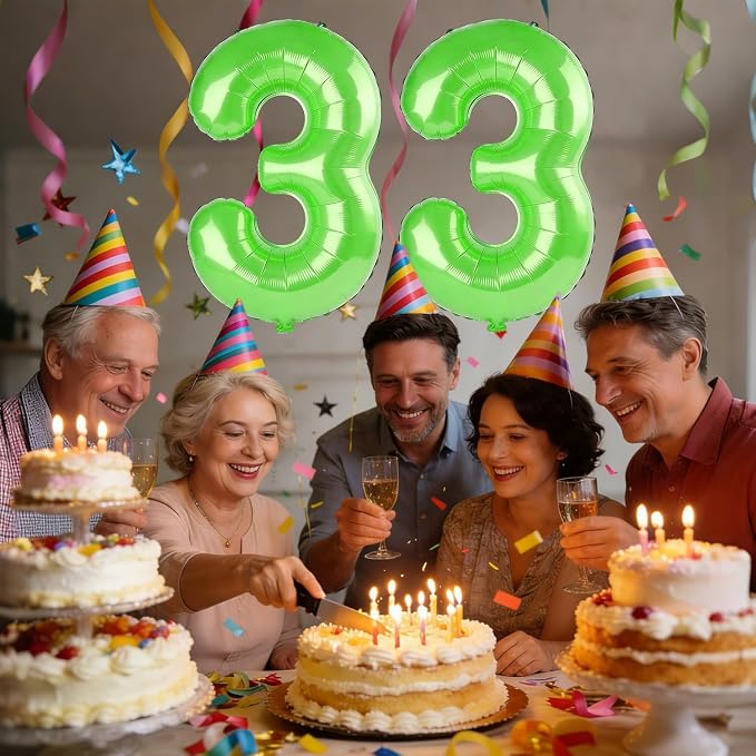 40 Inch Number 33 Balloons for 33rd Birthday Party Decorations, 0-100 Fruit - Image 2