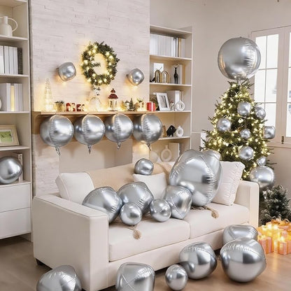 12 Pcs Silver Foil Balloons, Different Size Metallic Silver Balloons - Image 7