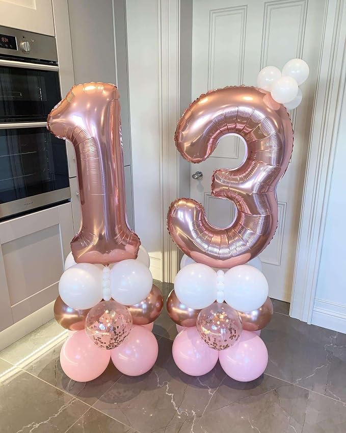 Rose Gold 13 Number Balloons, 40 Inch Giant Number 13 Balloons Foil Mylar - Image 6