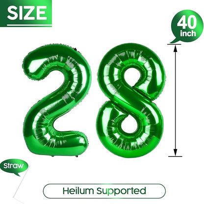 28 Balloon - Green Birthday Number Balloons, 40 Inch Decorations Men Women | - Image 5