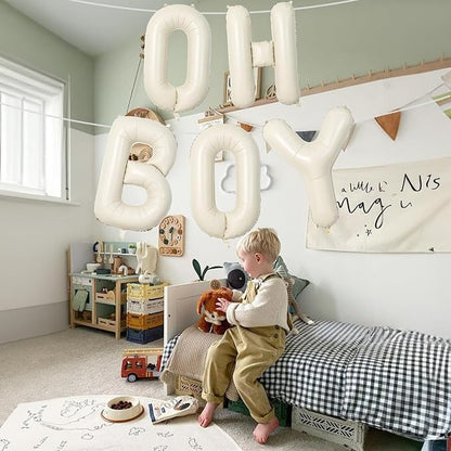 Large Beige Oh Boy Balloons, 40 Inch Cream White Sand OH BOY Balloon Letters - Image 6