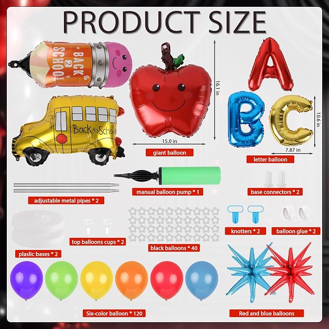 2 Sets Back to School Decorations Adjustable Balloons Column Stand Kit - Image 3