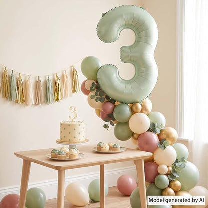 Olive Green Number 3 Balloon 40 Inch, Backdrop Sign - Image 3