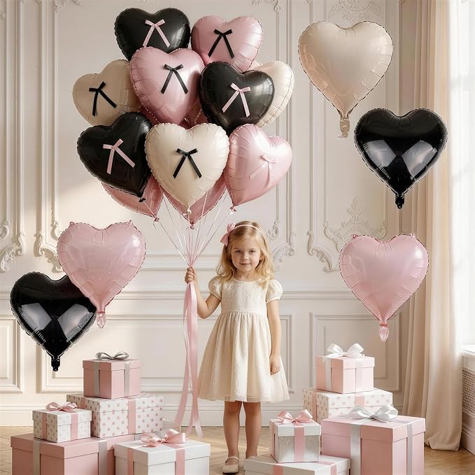 Pink and Black Heart Balloons - Image 4