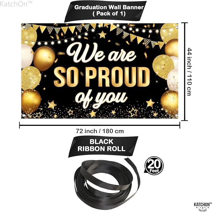 KatchOn Black We are So Proud of You Banner 72x44 Inch | Graduation Banner - Image 3