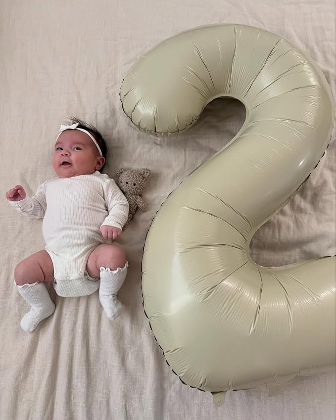 5 Balloon - Cream Birthday Number Balloons, 40 Inch Decorations Men Women | - Image 2