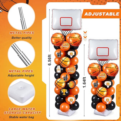Gejoy 2 Sets Basketball Hoop Balloon Column Stand Kit Includes 169 Latex - Image 5