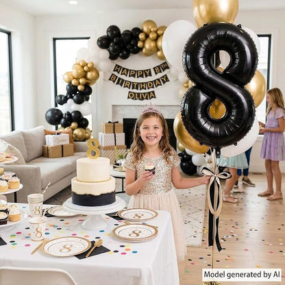 Black Number 8 Balloon 40 Inch, Foil Numeral - Image 3