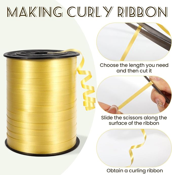 500 Yards Gold Curling Ribbon, 1/5 Inch Wide Balloons String Ribbons - Image 3